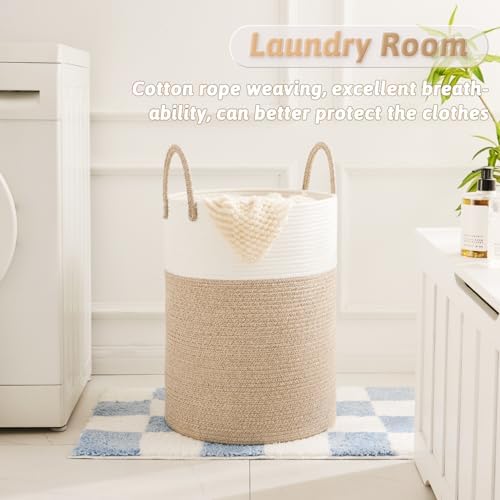 Artfeel Laundry Basket, Woven Cotton Rope Laundry Hamper, 80L - Image 2