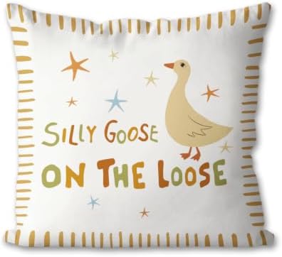 Cute Yellow Silly Goose Pillow Cover Toddler Bedroom Decor by Unknown