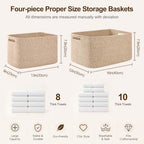 OIAHOMY 4 Pack Storage Baskets for Organizing 15L Cube Storage Bins Brown - Image 2