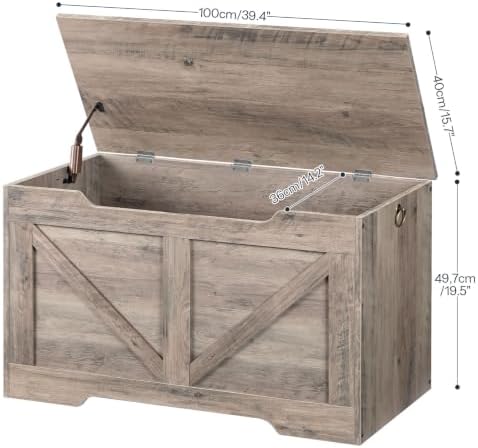 HOOBRO Storage Bench, 39.4” Retro Wooden Storage Chest - Image 6