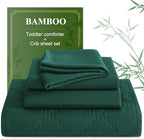 BEDSUM 4pc Toddler Cooling Bedding Set, Rayon Made from Bamboo, Dark Green by BEDSUM