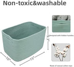 XUANGUO Woven Cotton Rope Storage Baskets 15x10x9.3" 3 Pack Green - Image 2