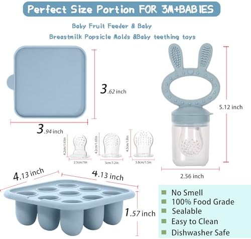 Baby Breastmilk Popsicle Molds & Baby Fruit Feeder, Baby Food Freezer Tray - Image 3