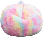 Fluffy Stuffed Animal Storage Bean Bag Chair Cover, Faux Fur Comfy Bean Bag by Unknown