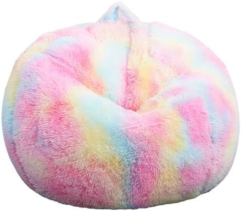 Fluffy Stuffed Animal Storage Bean Bag Chair Cover, Faux Fur Comfy Bean Bag by Unknown