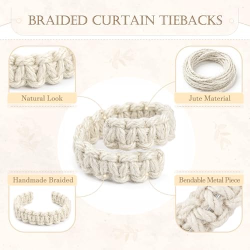Boho Curtain Tiebacks, Braided Curtain Holdbacks - Image 4