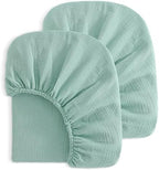 NTBAY 2 Pack Muslin Cotton Crib Sheets, Soft and Breathable Double Layer 28x52 by NTBAY