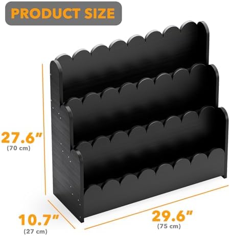 SpaceAid 3-Tier Scalloped Bookshelf, Montessori Bookcase - Image 2