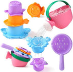 Fajiabao Toddler Bath Toys for Kids Ages 1-3 Stack, Scoop & Pour Set 5PCS by Fajiabao