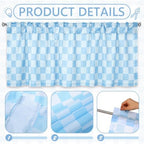 4 Pcs Pastel Blue Checkered Window Valance Curtains - Image 4