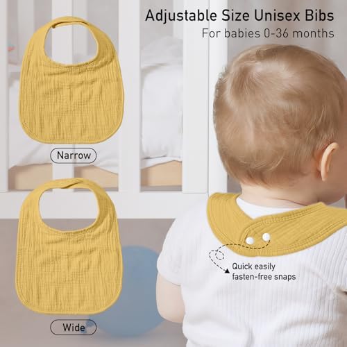 Muslin Bibs for Baby Boy Girl, Adjustable Fit for Drooling and Teething - Image 4