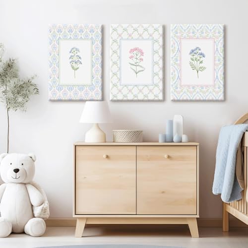 Wildflower Nursery Wall Art Decor Baby Girl Room Canvas Prints Pastel Floral - Image 6