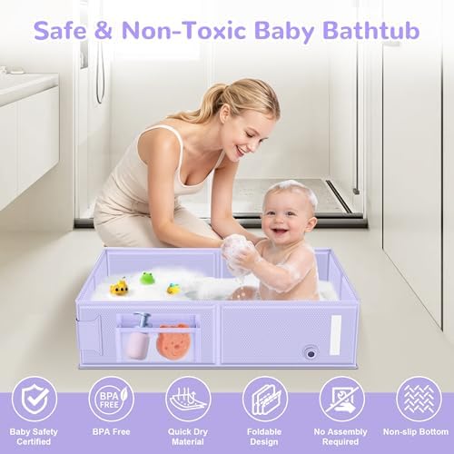 Collapsible Baby Bathtub, Foldable Toddler Bath Tub - Image 3
