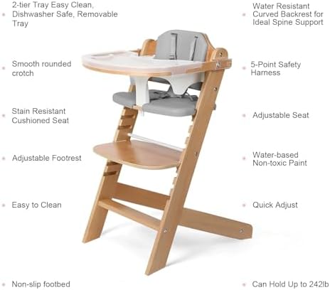 Cowiewie 3-in-1 Convertible Natural Wooden High Chair - Image 2