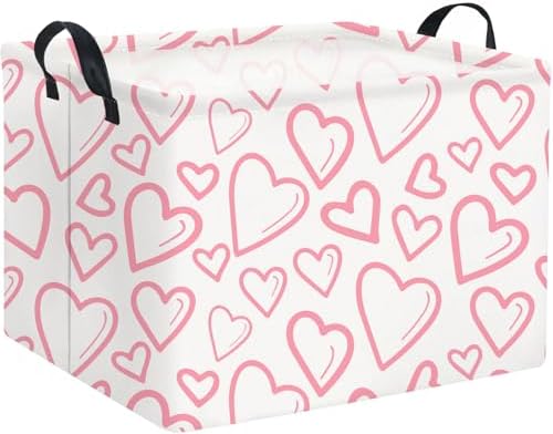 Rectangular Valentines Basket for Home Kitchen Girls Cute Kids Storage Bin by TIBAOLOVER