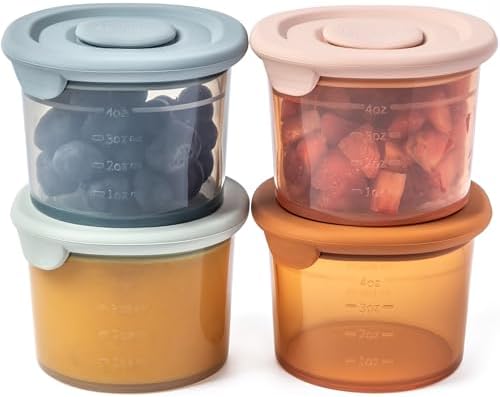 Moonkie Silicone Baby Food Containers | 4 oz Baby Food Storage Jars by Moonkie