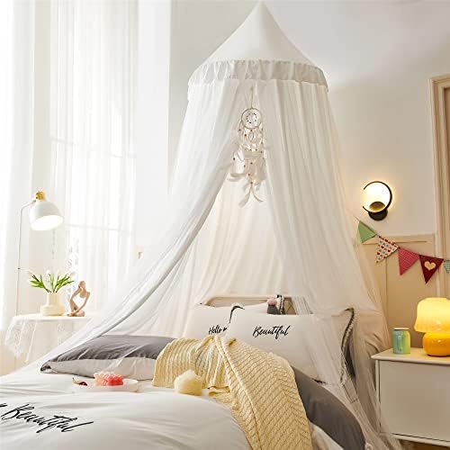 VETHIN Bed Canopy Double Layer Princess Round Dome Dreamy Mosquito Net Bedding - Image 2
