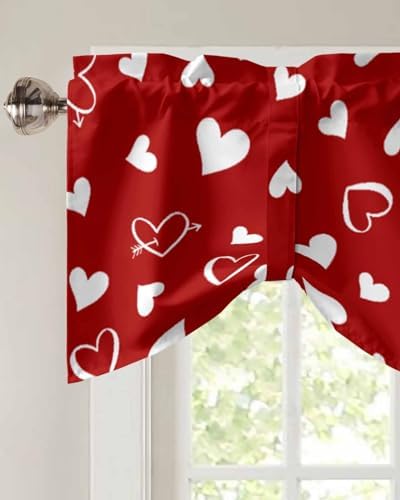 Red Valentine's Day Blackout Tie Up Valance Curtains - Image 3