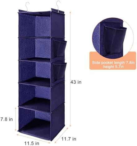 BOOMIBOO Hanging Closet Organize and Shelves, 5-Hanging Shelf （Purple） - Image 2