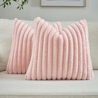 FUTEI Pack of 2 Faux Fur Throw Pillow Covers 28x28 Inch by FUTEI
