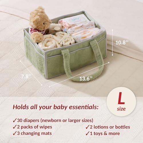 luxury little Soft Baby Diaper Caddy Organizer, Nursery Storage Basket - Image 2