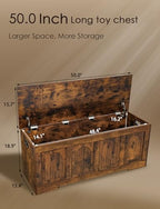DINZI LVJ Storage Chest, Wooden Toy Box, Rustic Brown 50.0" L - Image 3