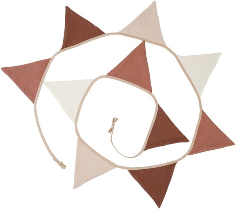 Pennant Banners Bunting Flags Beige and Coffee, Garland Triangle Banners Fabric - Image 3