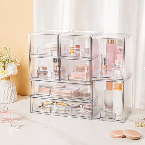 Vtopmart Clear Stackable Storage Drawers Set of 8, Plastic Organizer Bins - Image 2