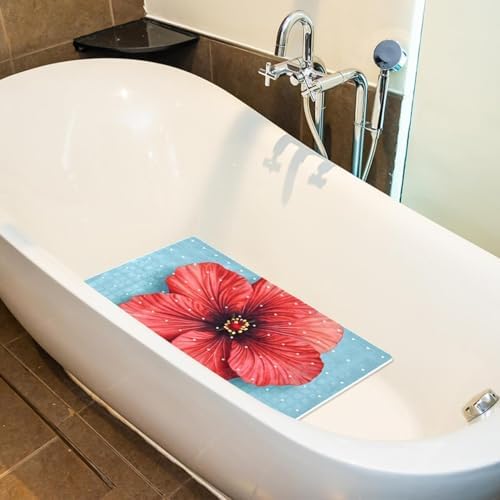 Bathtub Mat Non Slip 26.8x15.1In, Hibiscus Flower Bath Mat - Image 5