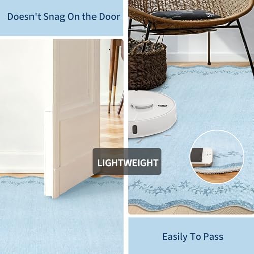 GarveeHome Scalloped Entryway Rug 2x3 Blue Washable Front Door Entry Rug - Image 5