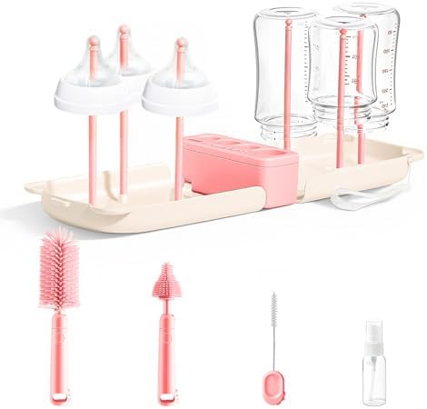 Travel Bottle Washing Kit with Storage Case, 7-in-1 Baby Travel Bottle Cleaner by Lijroavy