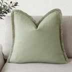Foindtower Decorative Linen Fringe Throw Pillow Covers Cozy Boho Farmhouse by Foindtower