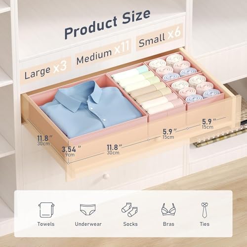 DIMJ Drawer Organizer Clothes, 20 Pack Dresser Organizer, Foldable Closet - Image 2