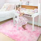 Amdrebio Pink White Fluffy Cute Area Rug 5x8 - Image 3