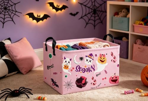 Rectangle Kids Baskets Halloween Basket Pink Storage Bin Fish Box - Image 6