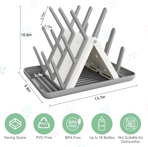 Large Baby Bottle Drying Rack, Space Saving Countertop Holder Organizer - Image 3