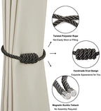 BEL AVENIR Magnetic Curtain Tiebacks 4 Pack Hand-Woven Curtain Ties - Image 4