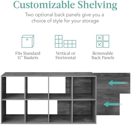 Best Choice Products 8-Cube Storage Organizer, 11in Shelf Opening, Display Shelf - Image 3
