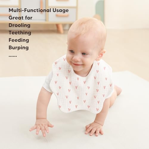 Bearmoss Baby Bibs for Drooling & Teething 8 Pack Muslin Cotton Bibs - Image 4