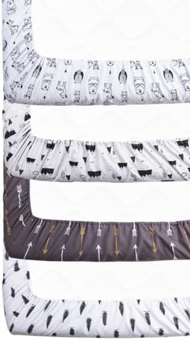 4 Pack Woodland Forest Animals Wood Neutral Unisex Fitted Baby Crib Sheets Set - Image 6