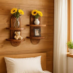 Artilady Boho Shelf Wall Decor, Wood Trinket Shelves - Image 2