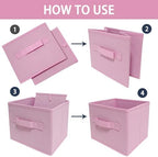 EBIGIC Pink Cube Storage Bins 9.0"x7.5"x7.5" Small Size Fabirc Foldable Closet - Image 4