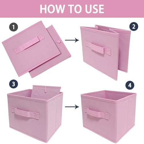 EBIGIC Pink Cube Storage Bins 9.0"x7.5"x7.5" Small Size Fabirc Foldable Closet - Image 4
