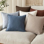 Foindtower Linen Solid Decorative Throw Pillow Covers 16x16 Inch Dark Blue - Image 7
