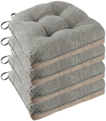 Chair Cushions for Dining Chairs Set of 4, Light Grey by FlyGulls