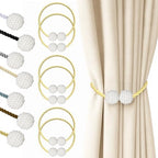 Hion Magnetic Curtain Tiebacks Golden 6pcs, Curtain Holdbacks Hooks Holders by Hion