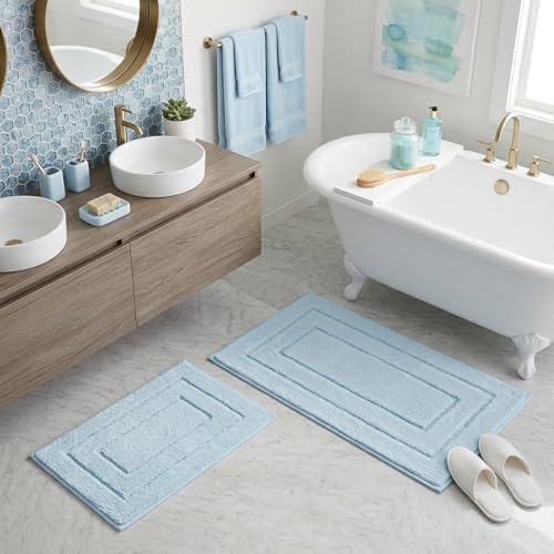 GRANNY SAYS Baby Blue Bathroom Rugs Set 2 Piece, Soft Microfiber Bath Mats by GRANNYSAYS