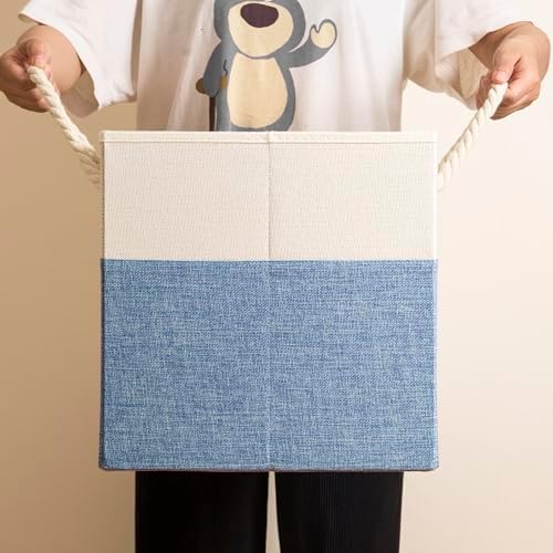 PRANDOM Large Foldable Cube Storage Bins 11x11 inch Fabric Linen Storage - Image 7