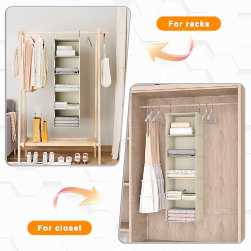 Hanging Closet Organizer 5-Shelf, Oxford Fabric Wardrobe Storage - Image 5
