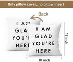 Classroom Decor Pillow Covers 18x18, I'm Glad You're Here Decorative Throw - Image 7